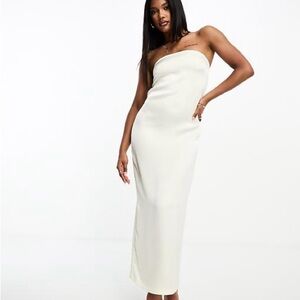 Elegant Kaiia satin bandeau maxi dress in cream. Worn and washed once.